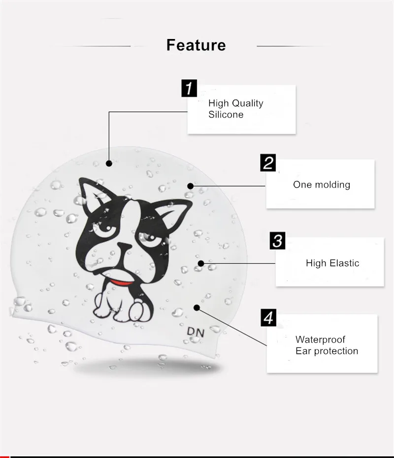 Professional Silicone Waterproof Swimming Caps Ear Protection Solid Pool Beach Swim Hat for Long Hair Swimming Cap for Men/Women