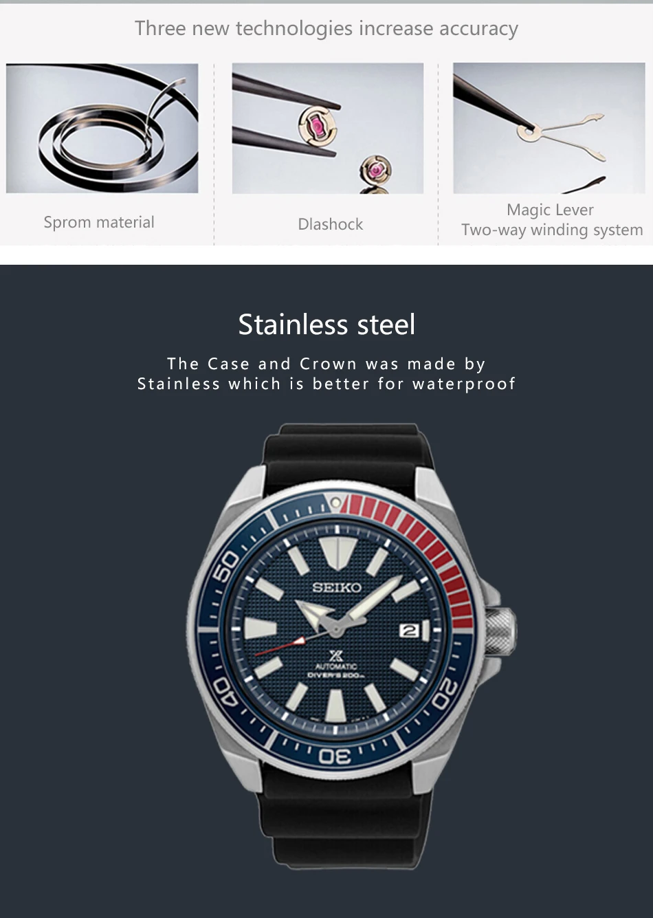 Спортивные мужские часы SEIKO ProPex серии из нержавеющей стали 200 м водонепроницаемые светящиеся стрелки/главы глобальная гарантия SRPB49J1 SRPB51J