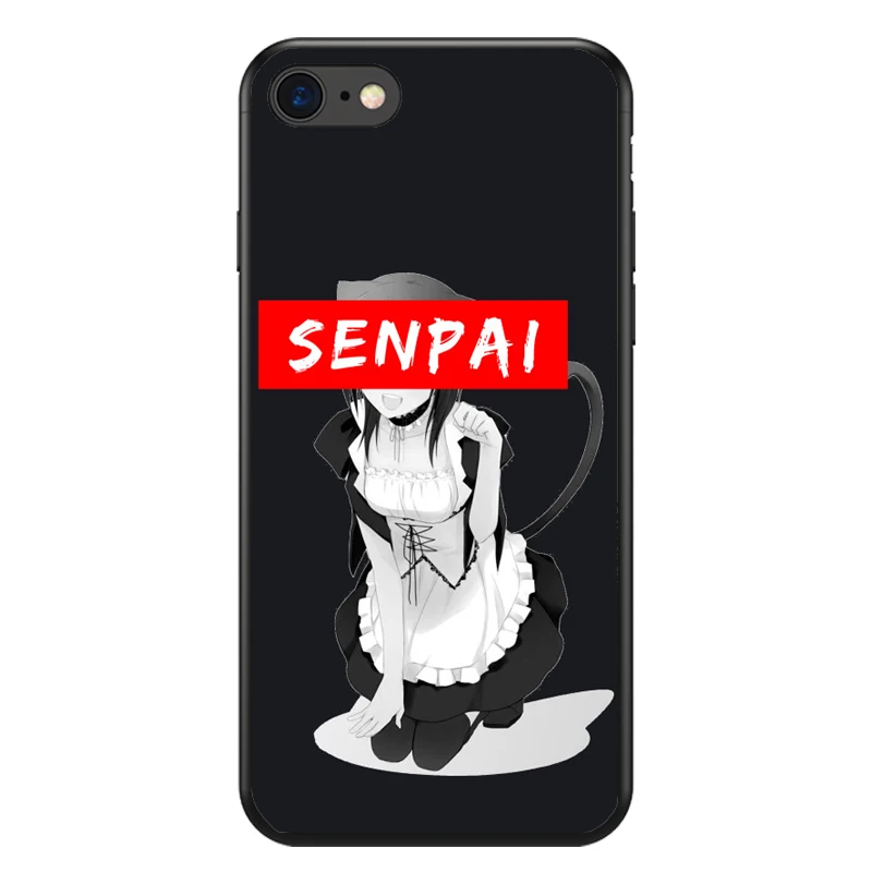 Sugoi Senpai аниме вайфу чехол для телефона iPhone XS Max XR X 8 7 6 6S Plus 5S SE 4S 5C Мягкий Черный
