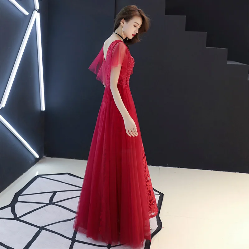 Бордовые Длинные Выпускные платья Элегантное ТРАПЕЦИЕВИДНОЕ прозрачное