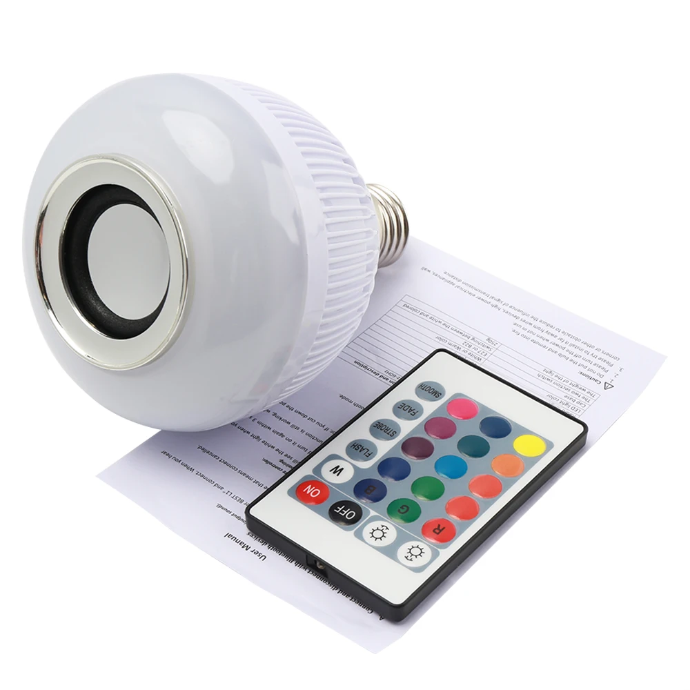 RGB беспроводной Bluetooth динамик лампа Музыка Воспроизведение энергосберегающий RGB Sopt светильник E27 светодиодный светильник лампа с пультом дистанционного управления