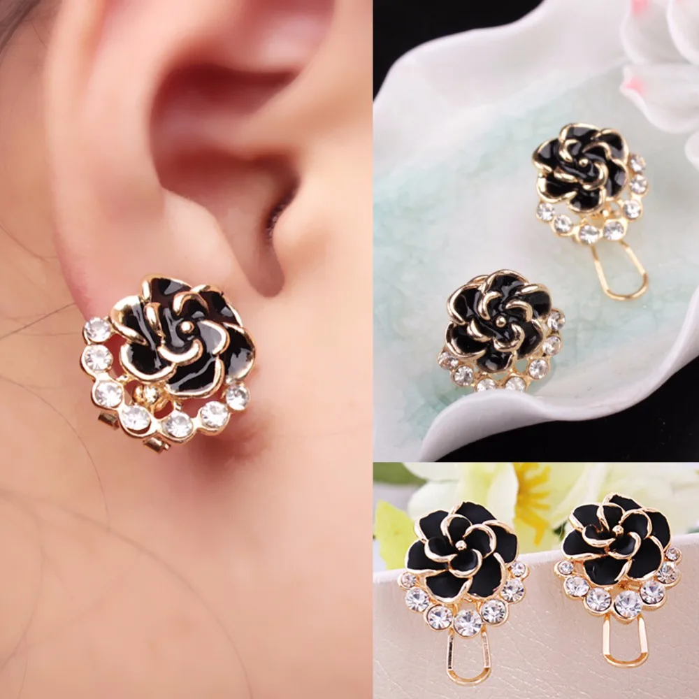 1 пара цветочных пионов женские серьги-гвоздики с кристаллами для девочек