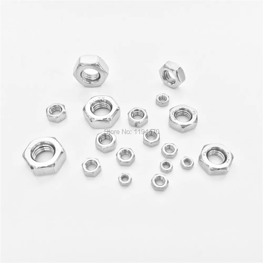 

500pcs Metric DIN934 M2.5 304 Stainless Steel Hex Nut Hexagonal Nut Screw Nut