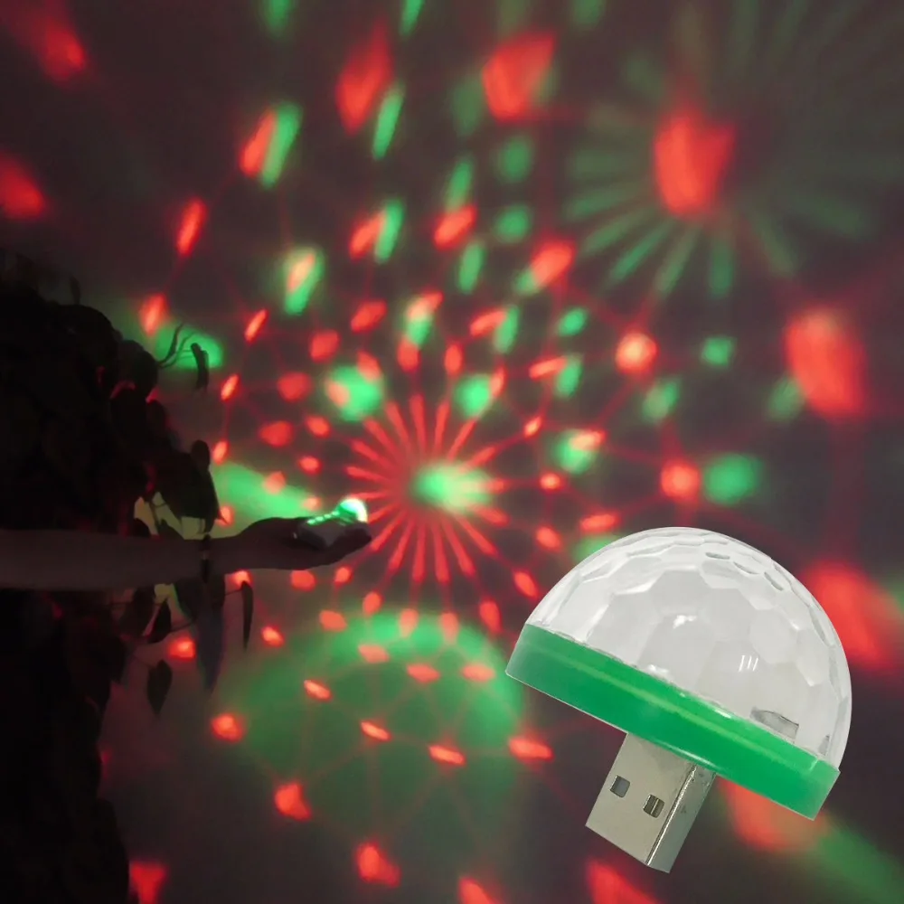 Светодиодный автомобиль USB Атмосфера свет DJ RGB мини мяч этап красочные Музыка