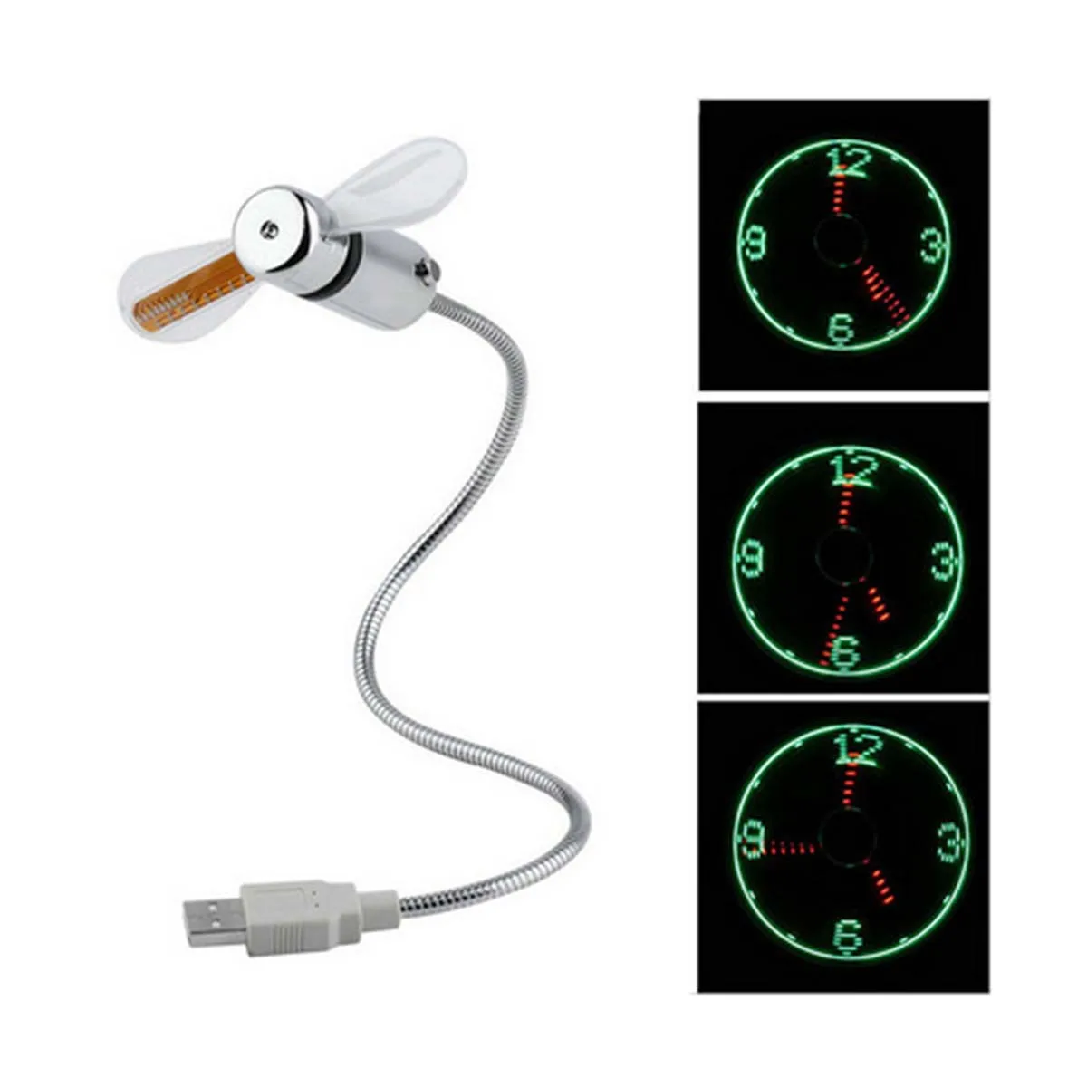 

1-10pcs USB Gadget Mini Flexible LED Light USB Fan Time Clock Desktop Clock Cool Gadget Time Display