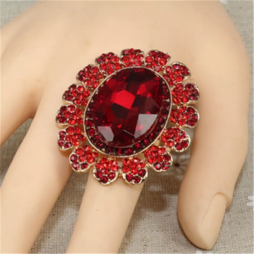 CRLEY модные регулируемые большие кольца для женщин с кристаллами Овальный подарок