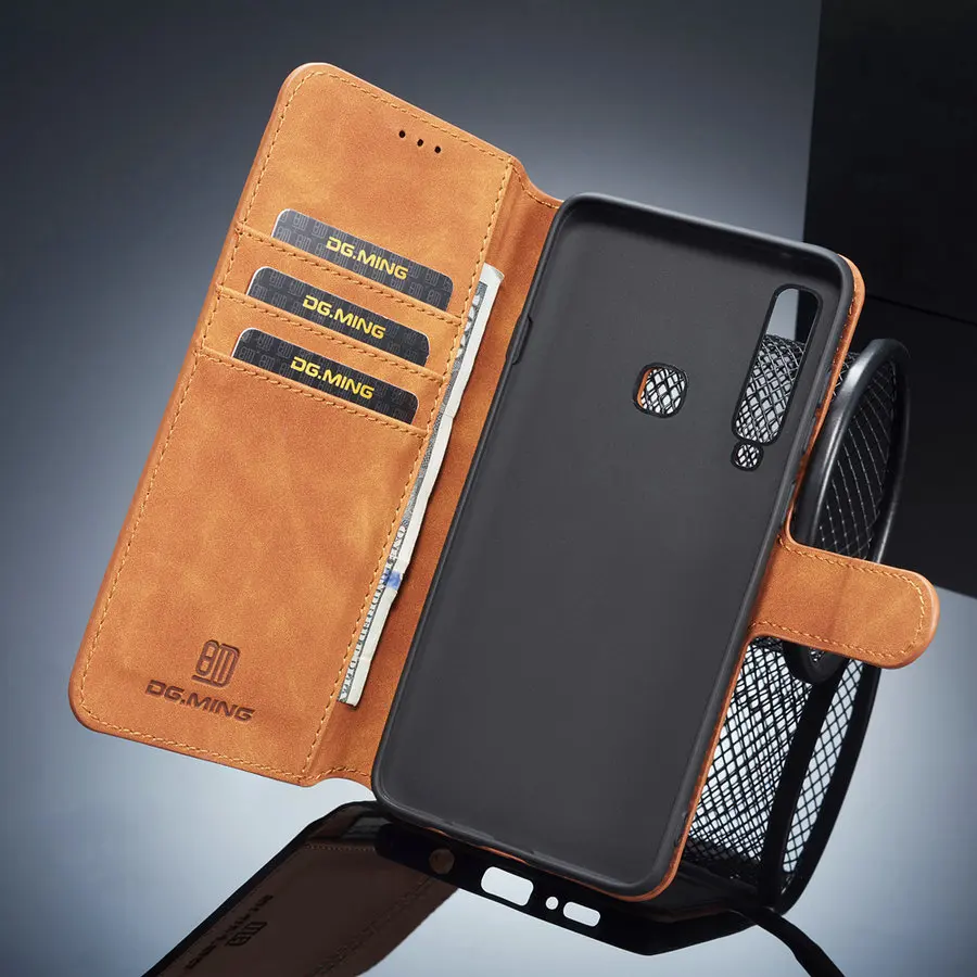 Винтажный кожаный чехол DG.MING с откидной крышкой для Samsung Galaxy A920 A9 2018 в стиле ретро