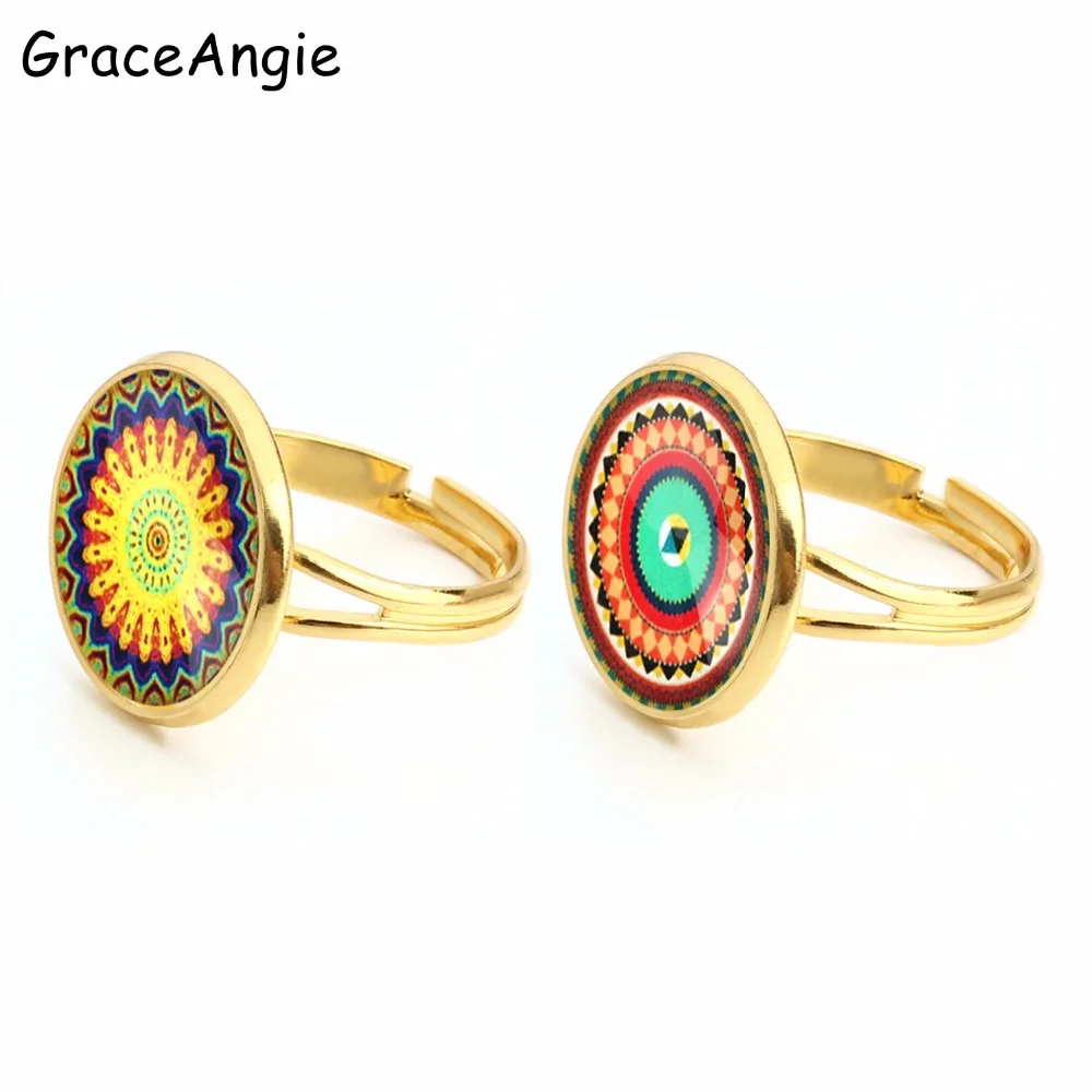 GraceAngie 20 шт. богемный круглый стеклянный кабошон смешанный узор винтажный