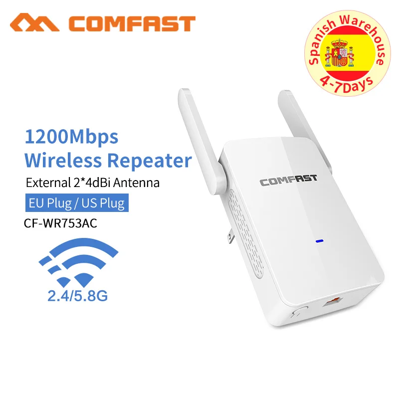 Мощный беспроводной Wi Fi ретранслятор/маршрутизатор 1200 Мбит/с 2 4G & 5g