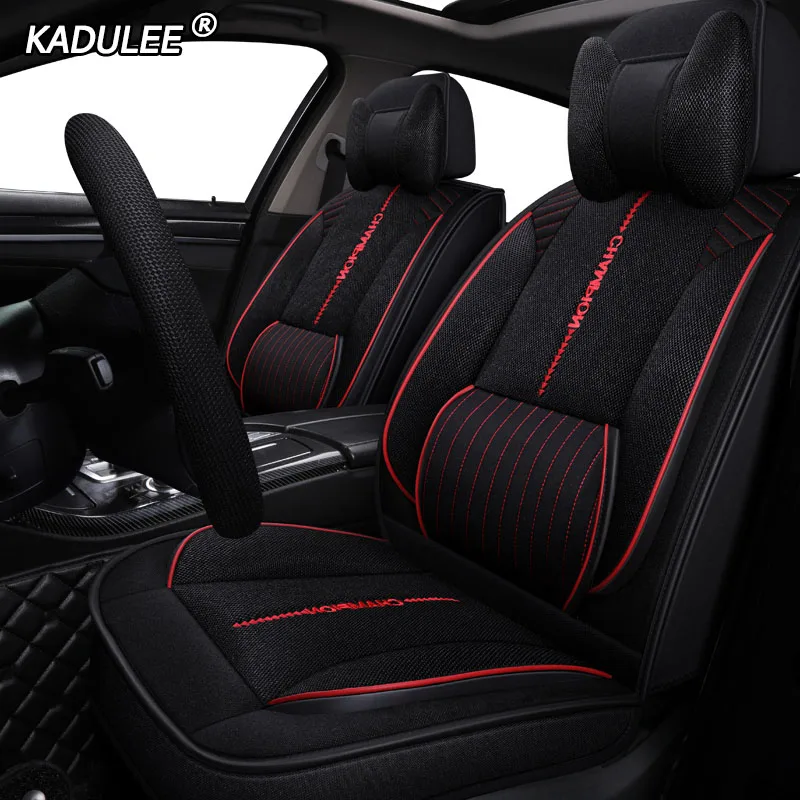 black KADULEE льняные автомобильные сиденья для audi a6 4f a4 a3 a5 q3 q5 q2 lada xray mitsubishi pajero skoda octavia nissan leaf автокресла - Название цвета: black