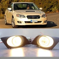 led cob angel eye rings front projector lens fog lights assembled lamp bumper replacement cover fit for subaru legacy 07 09
