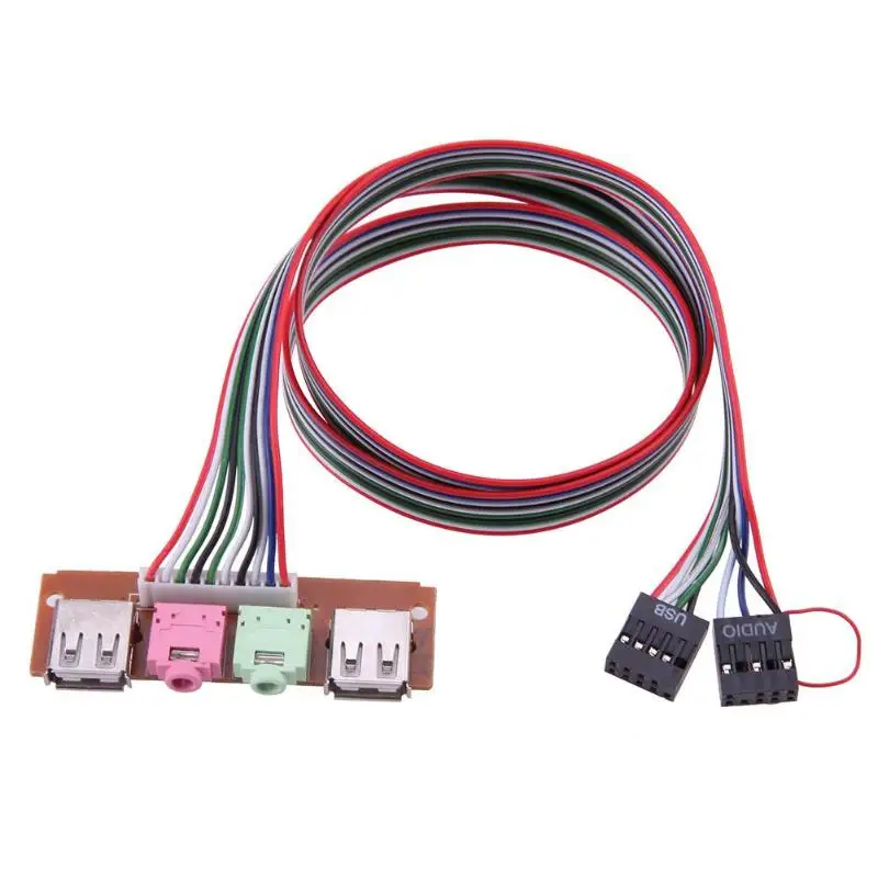 Шнур для наушников с usb портом кабель 2 портами USB s и Mic Аудиоразъемы ПК чехол