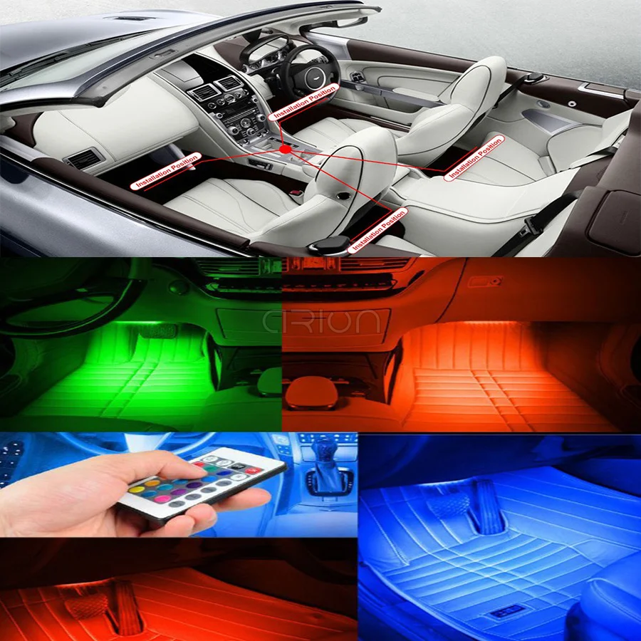 4 шт. автомобильные RGB Светодиодные полосы света светодиодные 16 видов цветов
