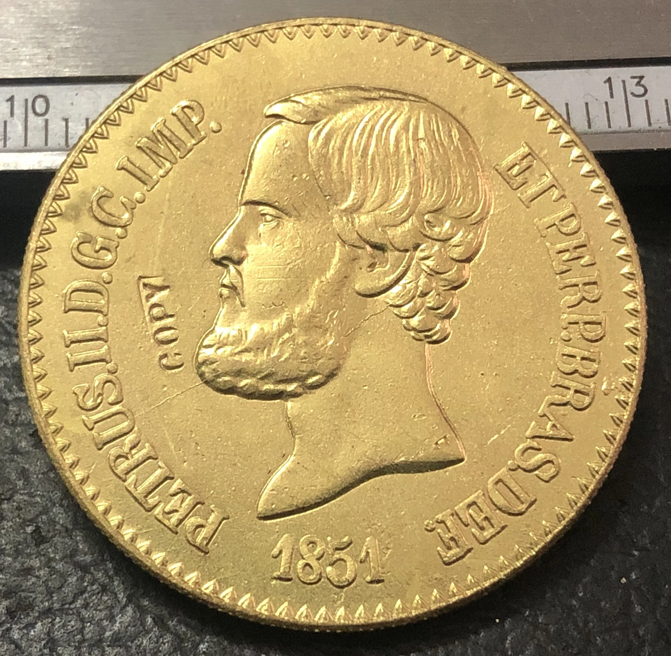 1851 Бразилия 20000 Reis Pedro II копия золотой монеты|gold star coin|gold high heel shoescoin wholesale |