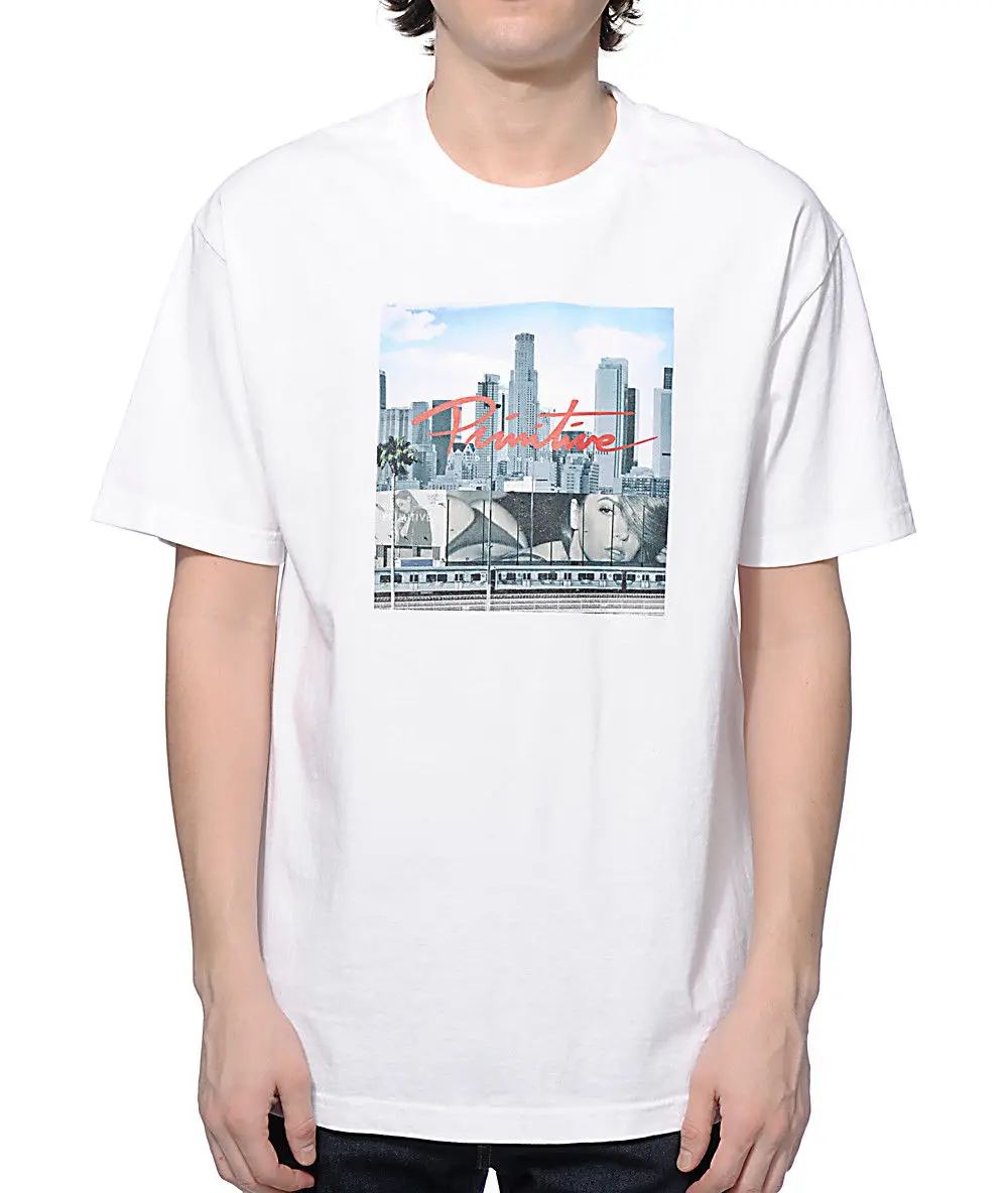 Примитивные Skyline футболка Skateboardinger короткий рукав мужские модный топ