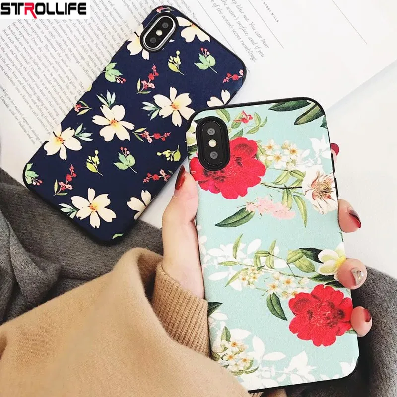 STROLLIFE Ретро винтажный цветочный чехол для iPhone X 6 6S 7 8 Plus Модный карикатурный лист печатный силиконовый чехол Coque Capa on.