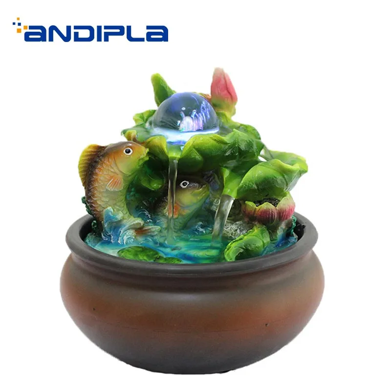 

Мини-фонтан 110-220 В, элементы воды, лотос фэн-шуй, хрустальный шар, украшение на удачу, водный пейзаж, бонсай из натуральной смолы в качестве по...