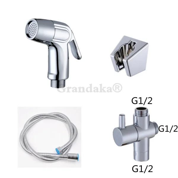 Bidet set D ABS хром ручной Биде Спрей набор для душа Туалет Shattaf Опрыскиватель Душ Комплект биде кран, шланг и держатель и латунный клапан - Цвет: Bidet set D