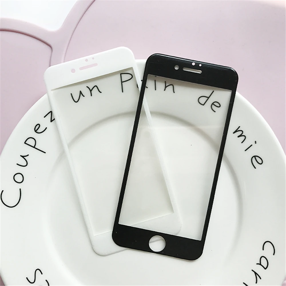 The New Lovers Candy Color Full Coverage Solid Soft Tempered Glass on For IPhone 5 7 8 6 6s Plus Membrane Pink White Black |