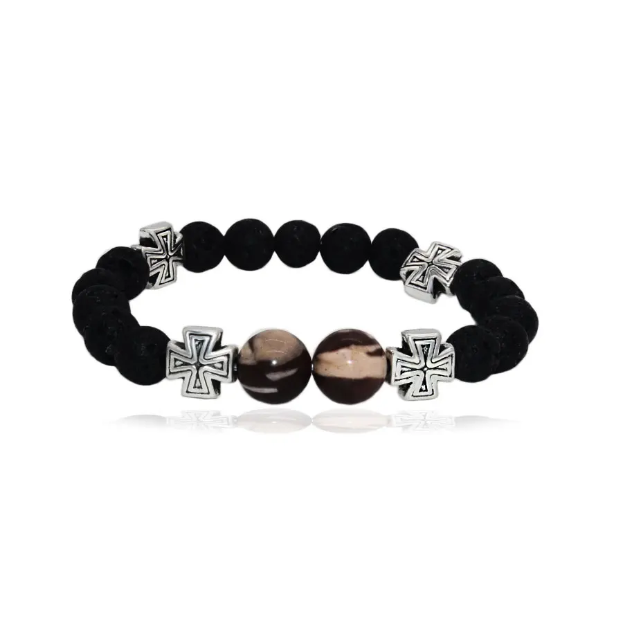 Оптовая продажа черный вулканический лавовый камень who470 тигровый глаз 8 мм зебры