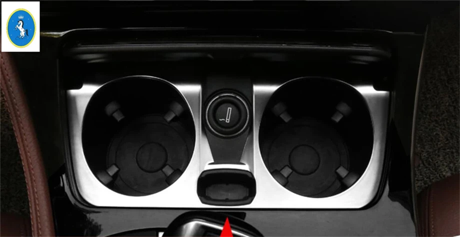 

Yimaautotrims New Style ABS Matte Chrome Central Water Cup Holder Cover Trim For BMW 5 Series 520i 525i F10 F18 2014 2015 2016