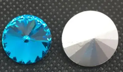 aquamarine Больше цветов Кристалл 10 мм 12 мм 14 мм RIVOLI Кристалл заостренные с обратной стороны Стразы Круглый K9 стекло, кристалл, камень, платье - Цвет: aquamarine