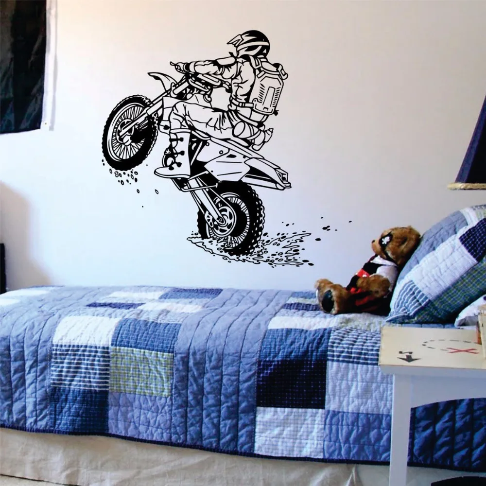 Dirtbike Wheelie Спортивная Настенная Наклейка настенные виниловые художественные