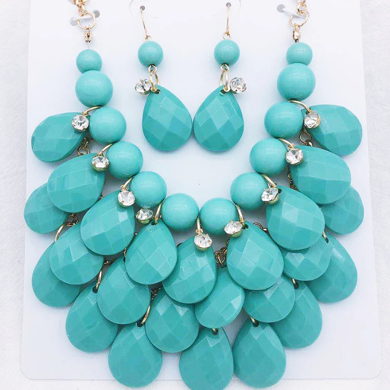 Модные женские серьги ожерелье ювелирные изделия комплект из двух частей