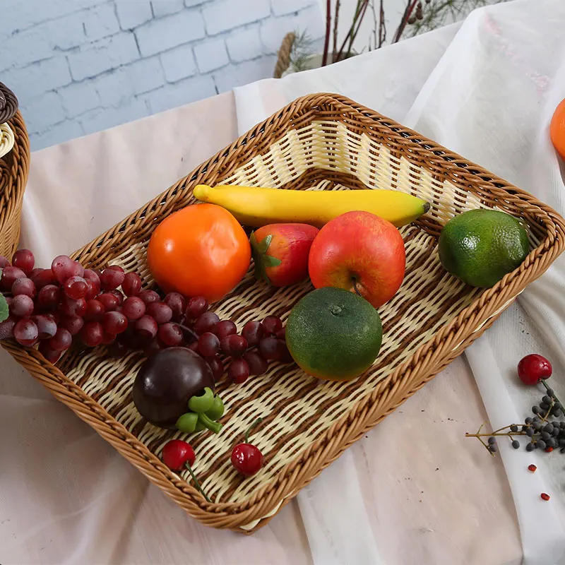 

New Multi-functional Food Fruits Basket Organizer Storage Vegetable Basket Handwork Weaving Rattan Storage Basket Handiwork