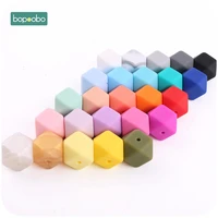 bopoobo 17mm silicone beads nursing accessorie 10pc colorful silicone hexagon bead montessori toys baby nursing accessories