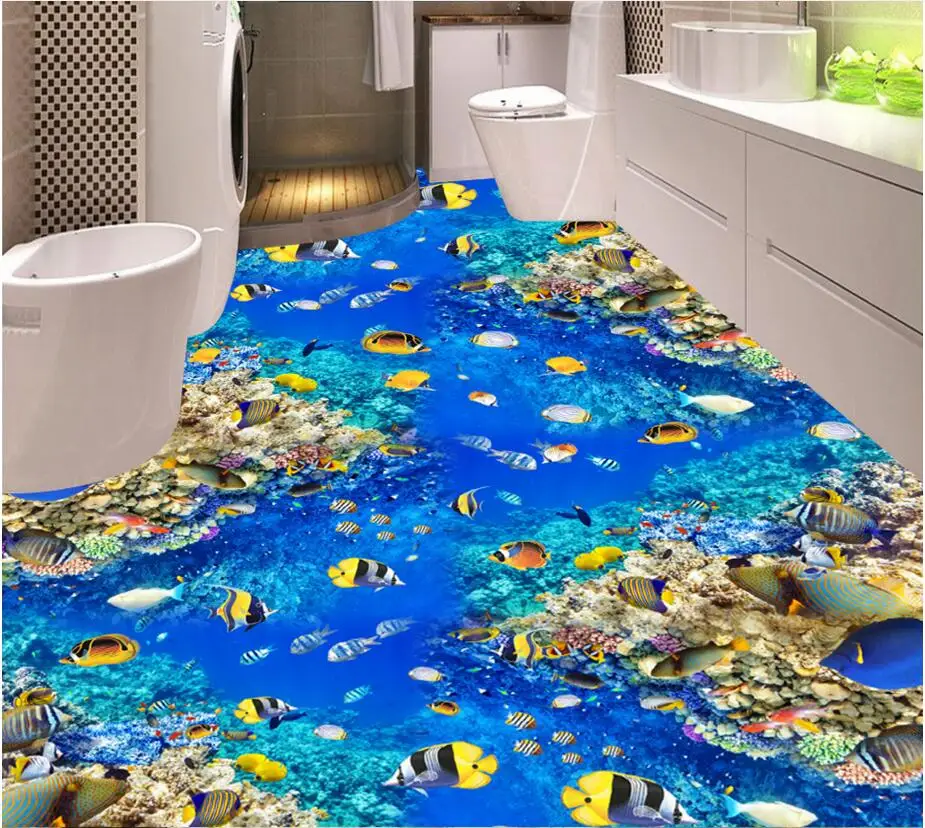 3d ПВХ Самоклеящиеся обои с рисунком рыбок кораллов под водой|wallpaper for walls|wallpaper