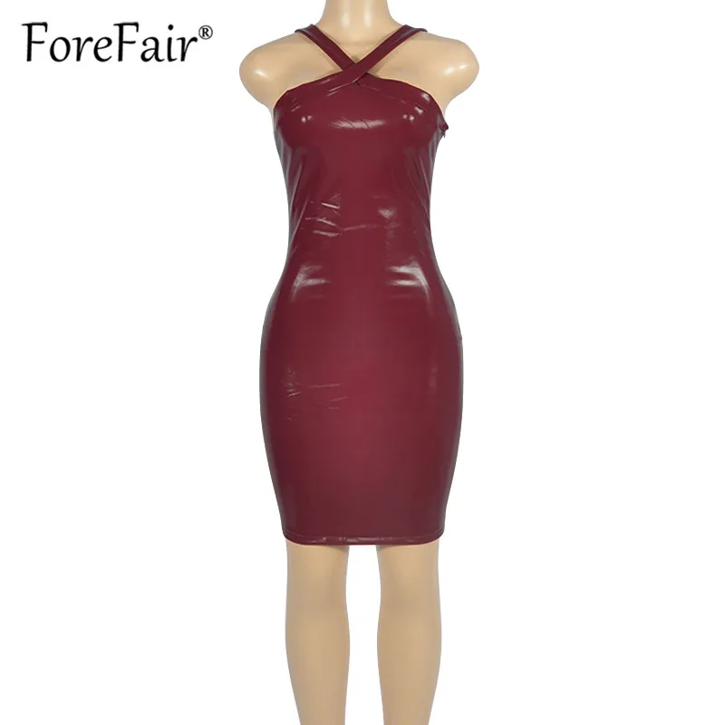 Forefair 2019 Новое Сексуальное Платье из искусственной кожи Женский обтягивающий с