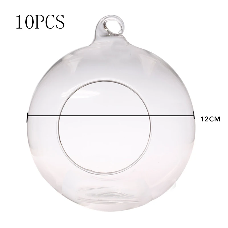 10PCS 12cm 1/5/10 шт с украшением в виде кристаллов прозрачные подсвечник с украшением в виде кристаллов Стекло подвесной подсвечник для дома Свадебная вечеринка украшения ужина - Цвет: 10PCS 12cm
