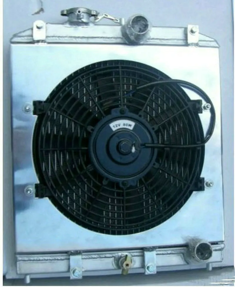 Radiator Shroud Fan 4Row алюминиевый радиатор для HONDA CIVIC CRX DEL SOL B16A/B18C 1.6L EK4/EK9 EG6/EG9 EM1 MT 1992-2000 32 мм Труба вход/выход+ кожух вентилятора - Цвет: Radiator Shroud Fan