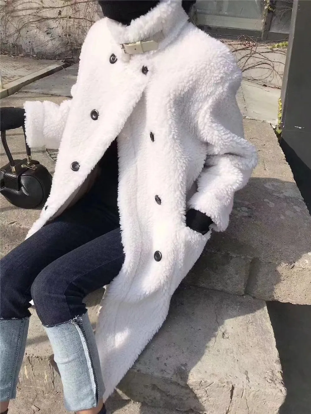 Новый для женщин плюшевый куртка зимняя abrigos mujer invierno белый длинное пальто |