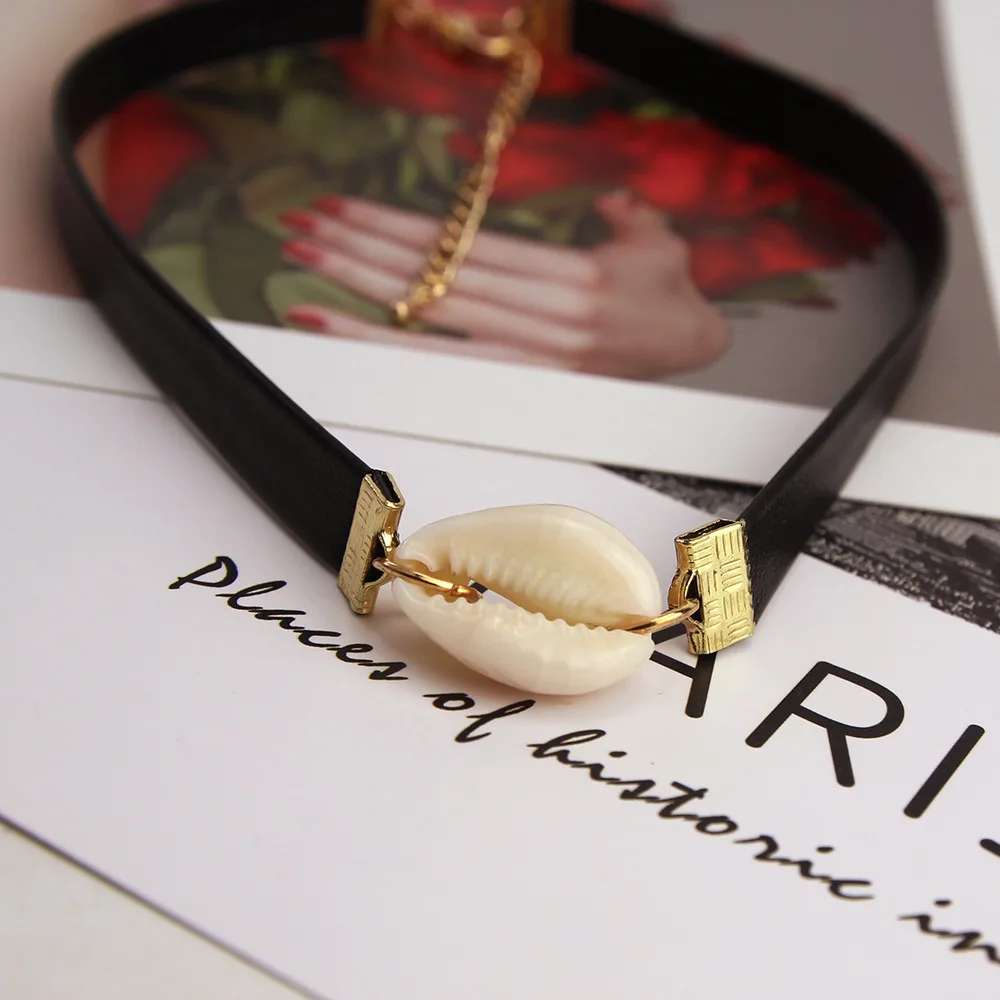 

TOUCHEART Black PU Leather Choker Natural Seashell Necklaces&Pendants For Women Necklace Charm Jewelry Shell Necklaces SNE190082