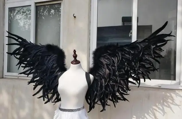 Бесплатная доставка EMS белые черные большие крылья перьев t сценическая модель