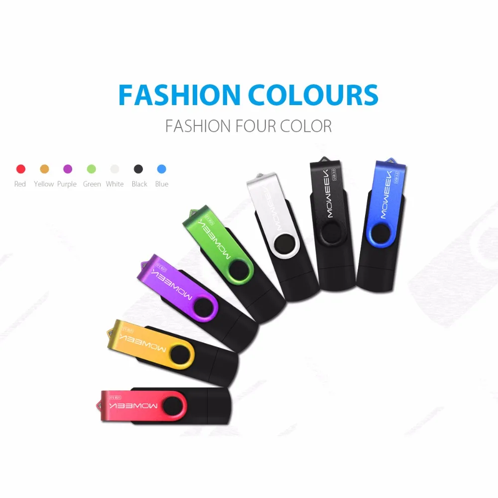 Moweek модный OTG флеш накопитель 128 ГБ USB3.0 32 Гб 16 металлическая Флешка 8 вращающаяся