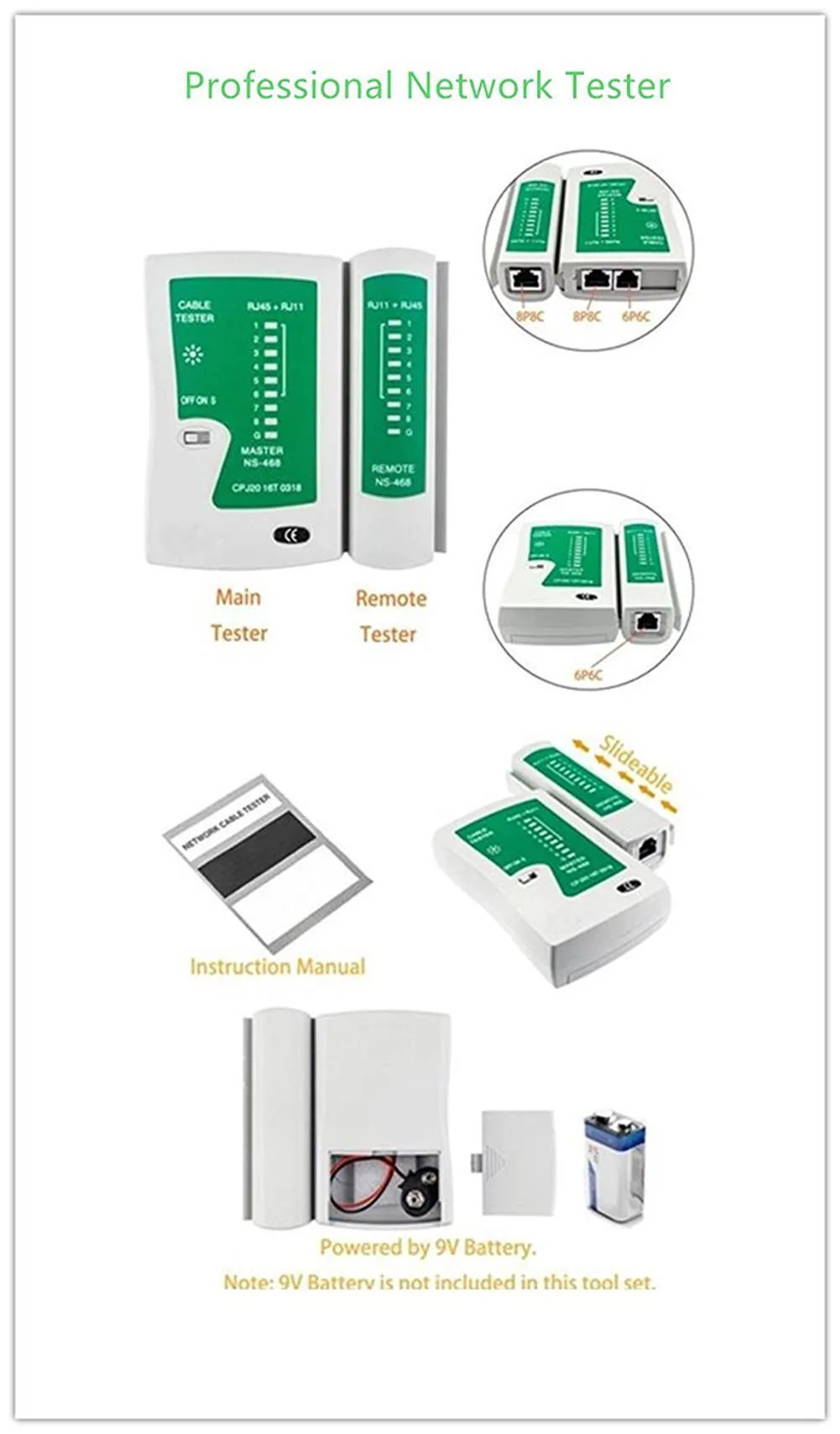 11 шт./компл. RJ45 RJ11 RJ12 CAT5 CAT5e портативный набор инструментов для ремонта локальной сети Utp кабельный тестер и плоскогубцы Обжимные Щипцы заглушка зажим