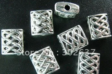 

FREE SHIPPING 150Pcs Tibetan silver knot square spacer beads A255