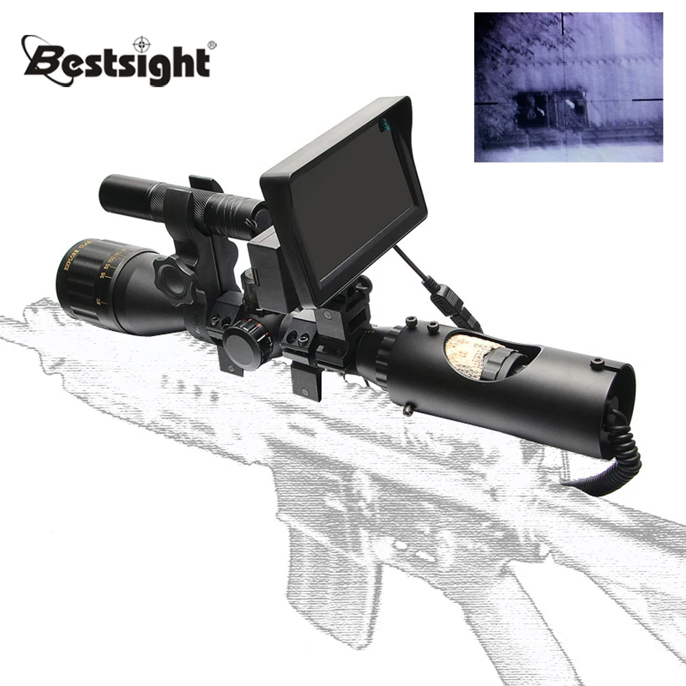 Bestsight прицел ночного видения охотничья оптика ночные прицелы тактический цифровой инфракрасный с батарейным монитором и фонариком