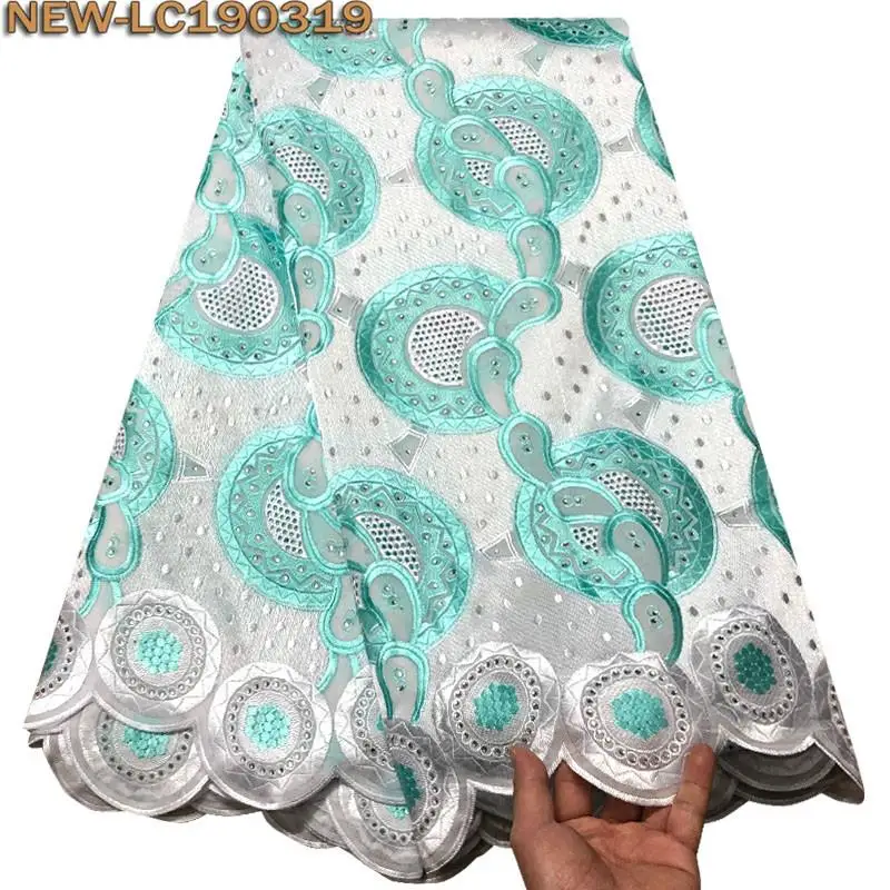 2019 Latest African French Stones cotton Lace Fabric High Quality embroidered Swiss voile For Party Dress MKS05 | Дом и сад