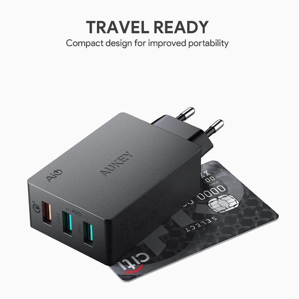 AUKEY USB Зарядное устройство Quick Charge 3 0 42 Вт Быстрая зарядка стены мобильный телефон