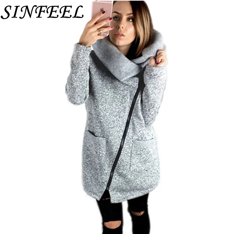 Женская Повседневная куртка SINFEEL, S-5XL пальто на молнии, верхняя одежда, осень 2018, размера плюс Женская Повседневная куртка SINFEEL, S-5XL пальто на молнии, верхняя одежда, осень 2018, размера плюс
