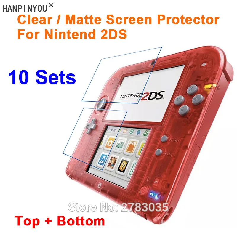 

10 Ss/Lot For Nintend 2DS (Top+Bottom) Clear Glossy / Anti-Glare Matte LCD Screen Protector Protective Film Guard (Not Glass)