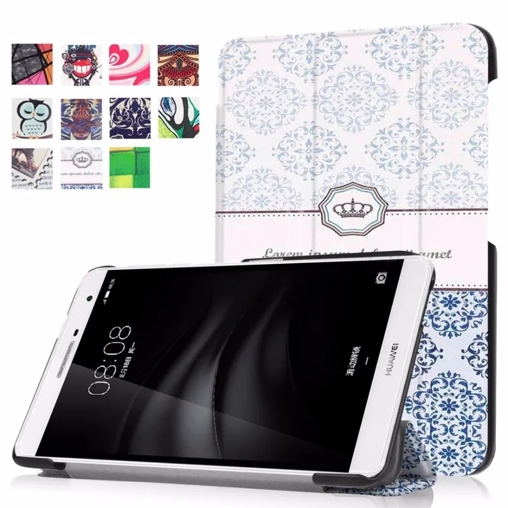 Принт ультра тонкий легкий Роскошные Folio Stand кожаный чехол для Huawei MediaPad m2 Youth T2 7,0 Pro PLE-703L 7"