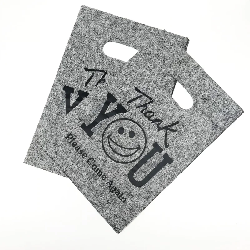 20X30cm Gray / Dark Red ''Thank You " Pattern Plastic Shopping Bags With Handle 50pcs Plastic Jewelry Gift Packaging Bags Handle