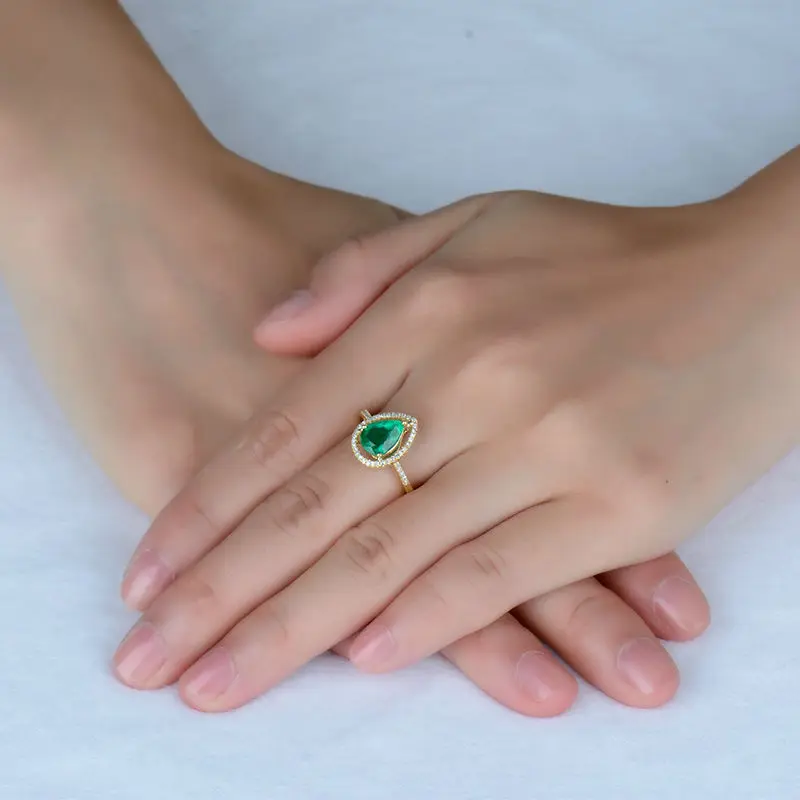 Кольцо обручальное с натуральным изумрудом 7x9 мм|gold natural|fine jewelryemerald gemstone |