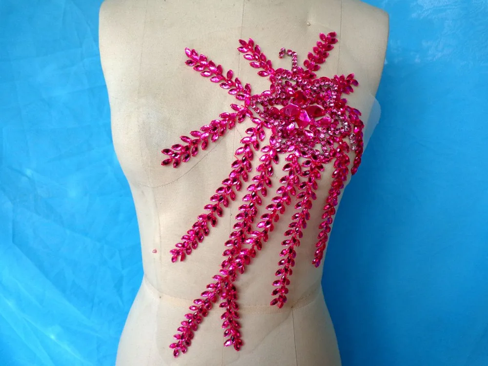 

ZBROH ручная работа пришивка стразы аппликация розовые кристаллы нашивки с камнями блестками бусины для платья 38*21 см