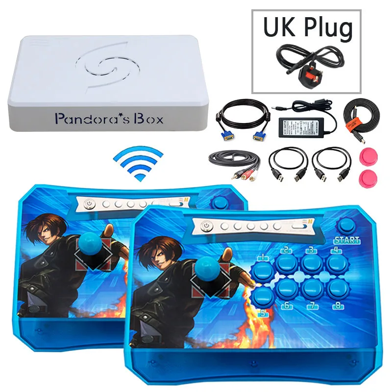 Pandora box 6 1300 in 1 wireless console arcade games 2 Players joystick button usb arcade controller HDMI VGA USB for pc TV PS3 - Цвет: 2P 2 blue UK plug